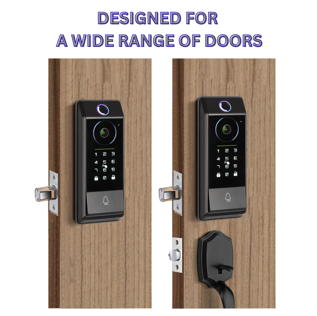 Smart Deadbolt Lock with Camera Doorbell & Fingerprint — WiFi Keypad Door Lock, ANSI Grade 2 (RNSV-CA229F01BN, Black Nickel)