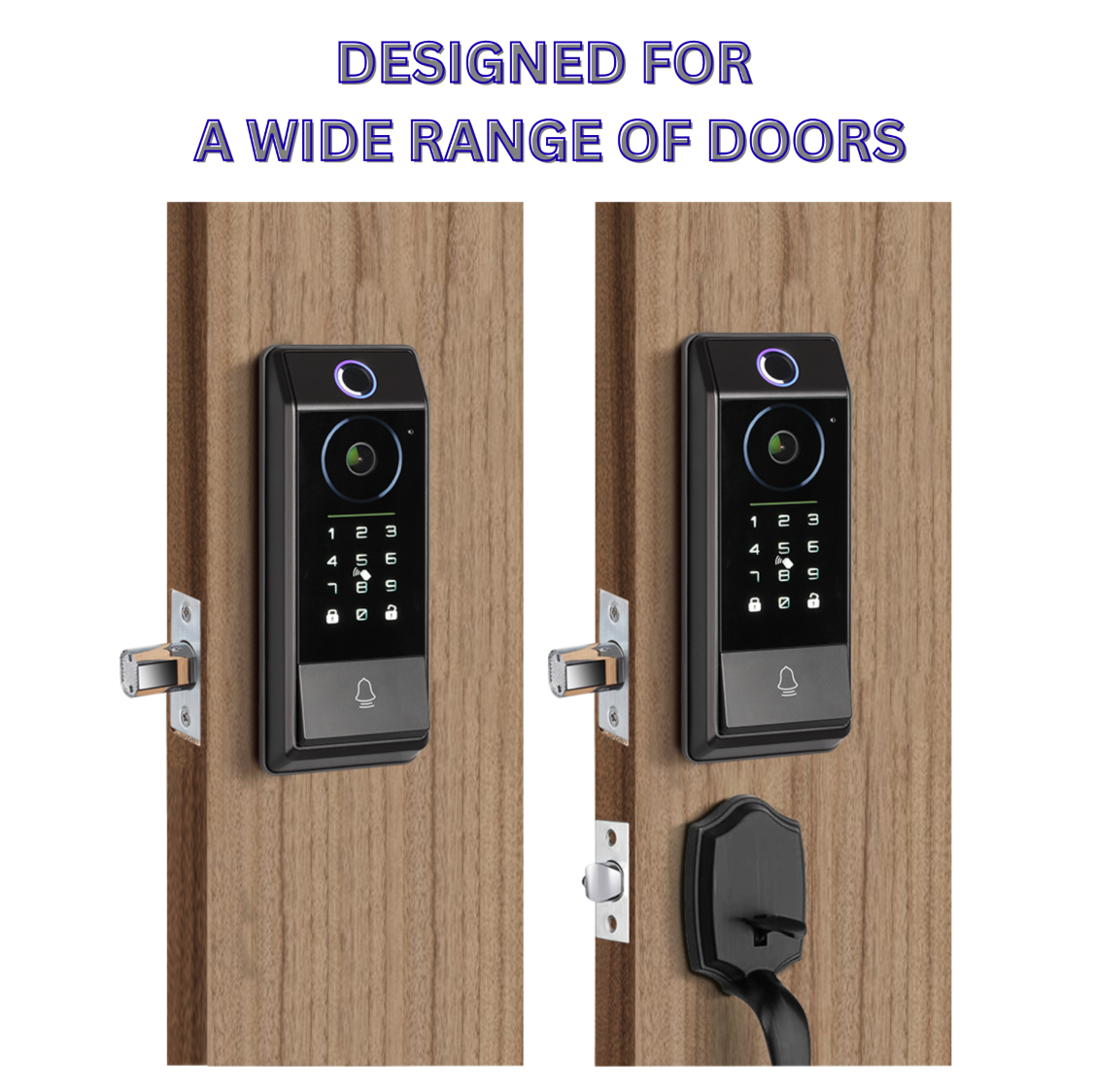 Smart Deadbolt Lock with Camera Doorbell & Fingerprint — WiFi Keypad Door Lock, ANSI Grade 2 (RNSV-CA229F01BN, Black Nickel)