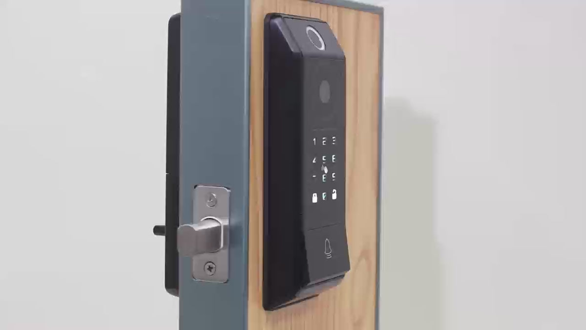 Smart Deadbolt Lock with Camera Doorbell & Fingerprint — WiFi Keypad Door Lock, ANSI Grade 2 (RNSV-CA229F01BN, Black Nickel)